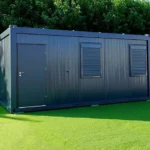 Bürocontainer /6×3 Meter mit Fenstern auf der langen rechten Seite